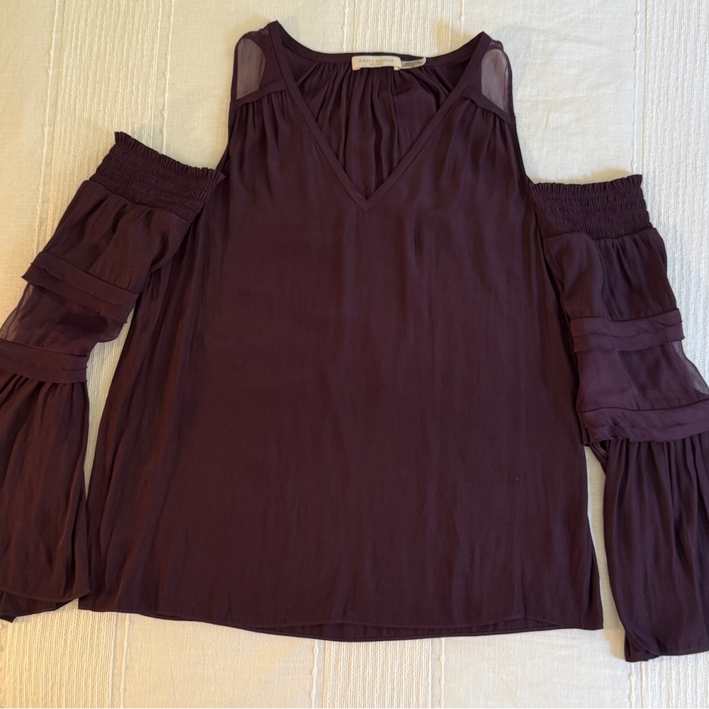 Ramy Brook Deep Purple Cold-Shoulder Blouse